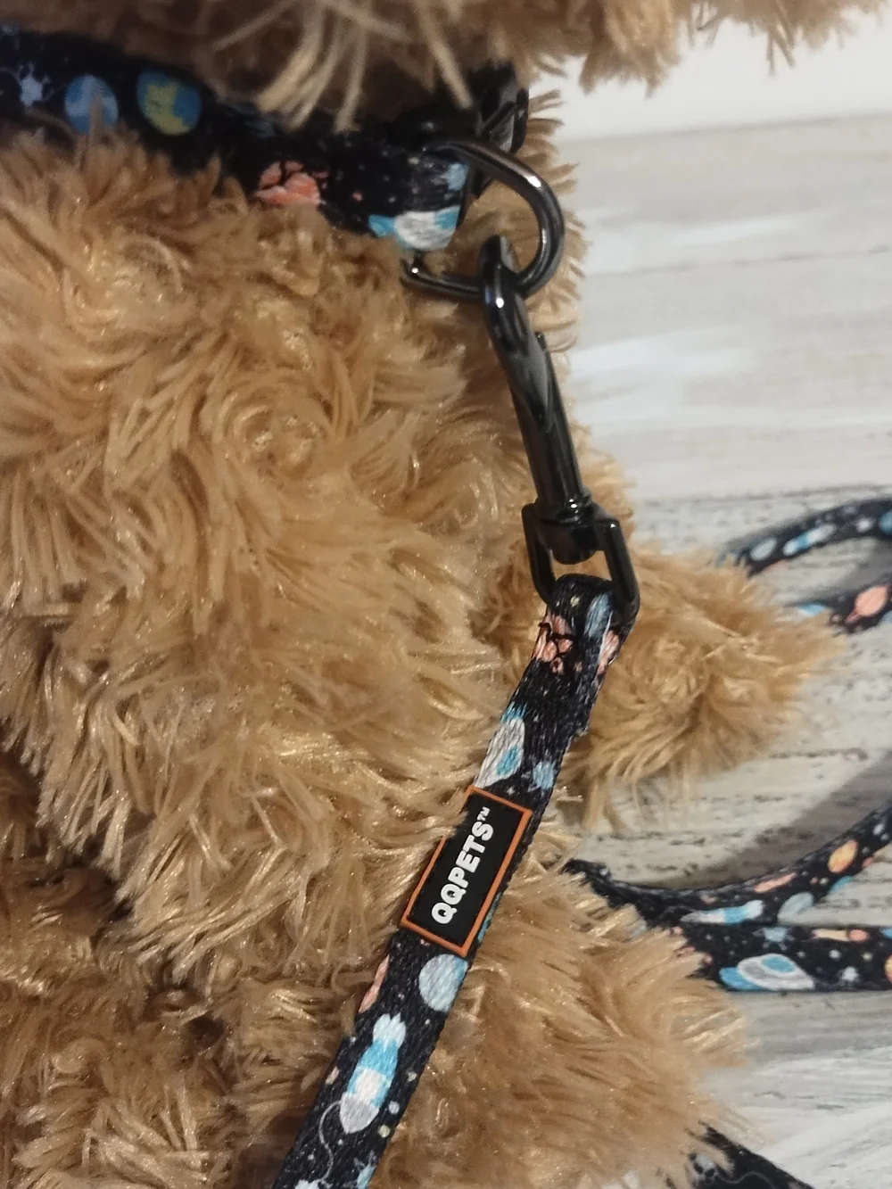 Plush Dog with Space Themed Leash toy plush good condition